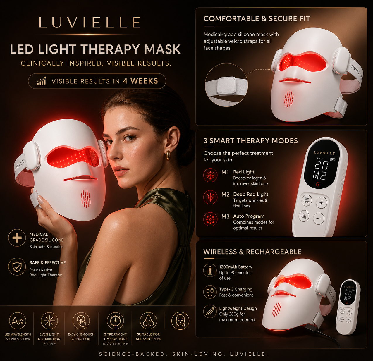 LUVIELLE 4D Laser Light Therapy Mask — Medical-Grade VCSEL Technology for Anti-Aging & Skin Renewal
